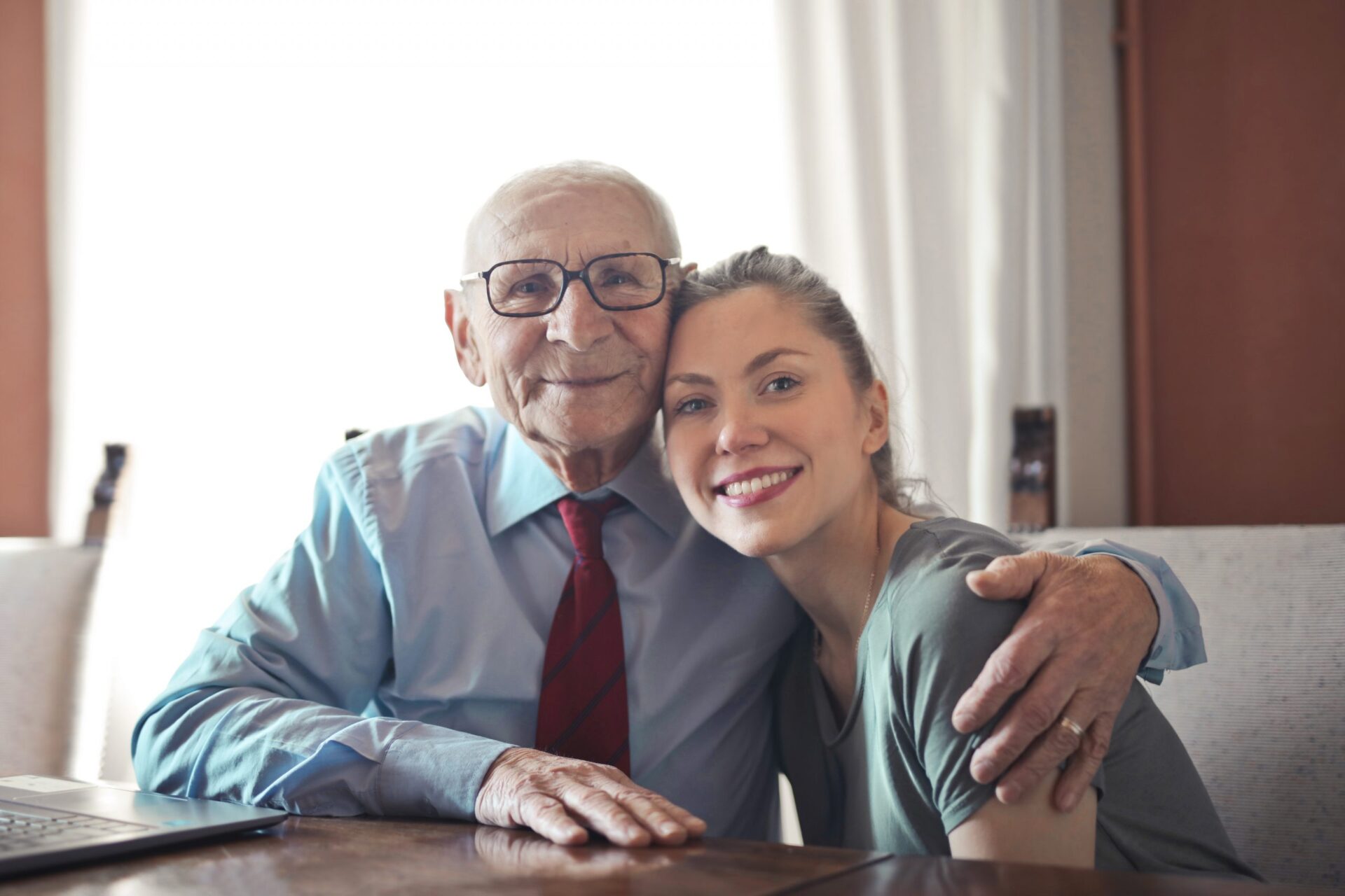 Two people hugging and caring for each other